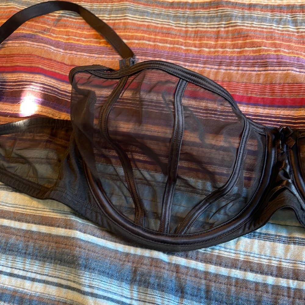 Adore me black unlined sheer sexy UW bra, size 36DD